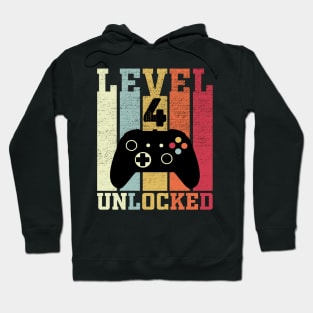 Level 4 Unlocked Funny Video Gamer 4th Birthday Gift Hoodie